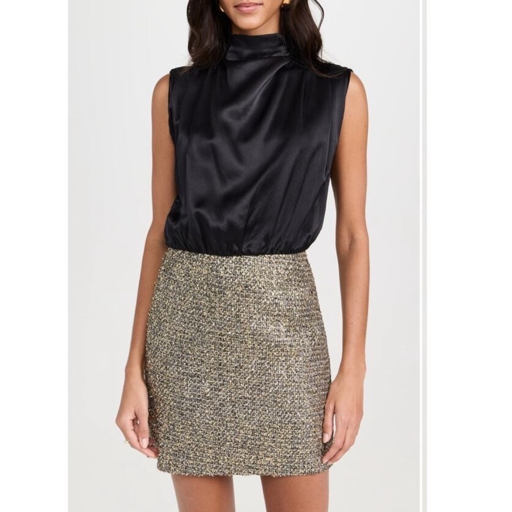 Amanda Uprichard Brantley Mixed Media Cocktail
Minidress Black Gold M NWT